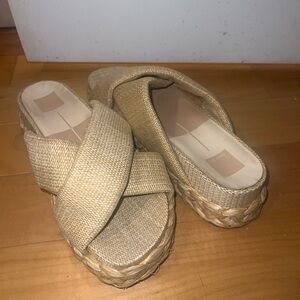 Women's Tan Woven Platform Sandals